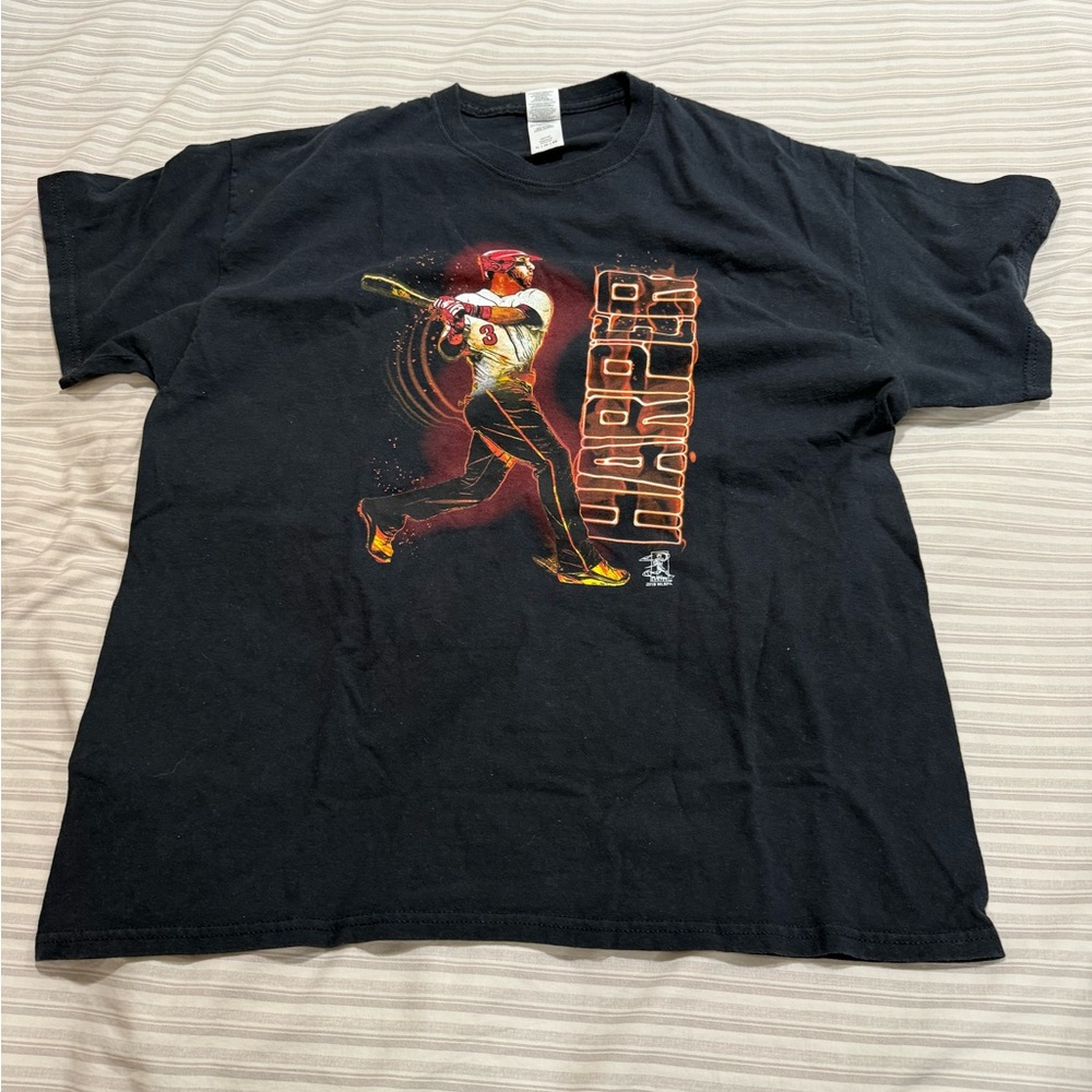 BRYCE HARPER Philadelpia PHILLIES MLB Black Short Sleeve Cotton T-Shirt Size XL